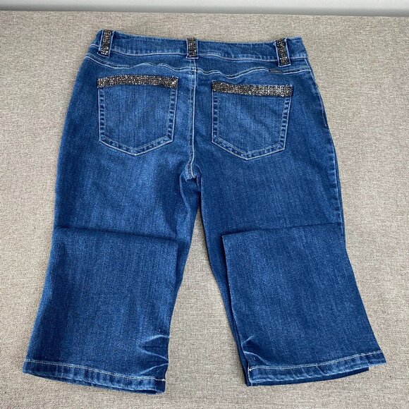INC International Concepts Boot Leg Denim Jeans Women's 8 Blue Bedazzled Casual - Picture 7 of 16